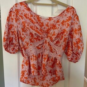 pink and orange floral top